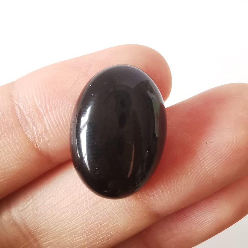 Loveliome 18x13mm Oval Cabochons Flatback Crystal Stone Gemstones Beads for Jewelry Making DIY Pack of 10  Black Obsidian - Image 2